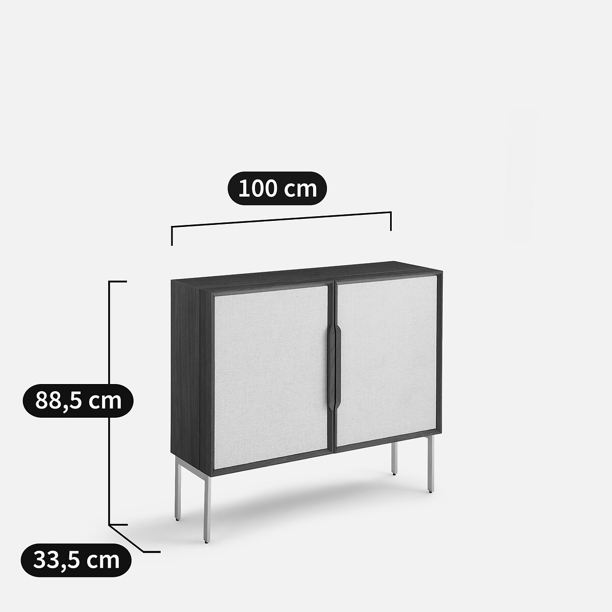 Omid Walnut Veneer and Textured Fabric Low Cabinet/Hideaway Desk string beige/walnut, AM.PM