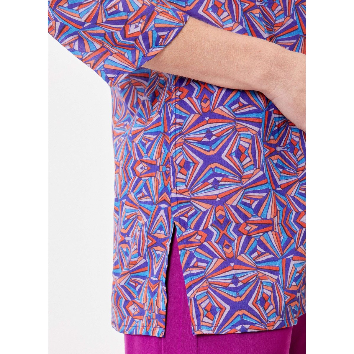 Tunique voile de coton bio imprimée LAURIE violet cobalt, LA FIANCÉE