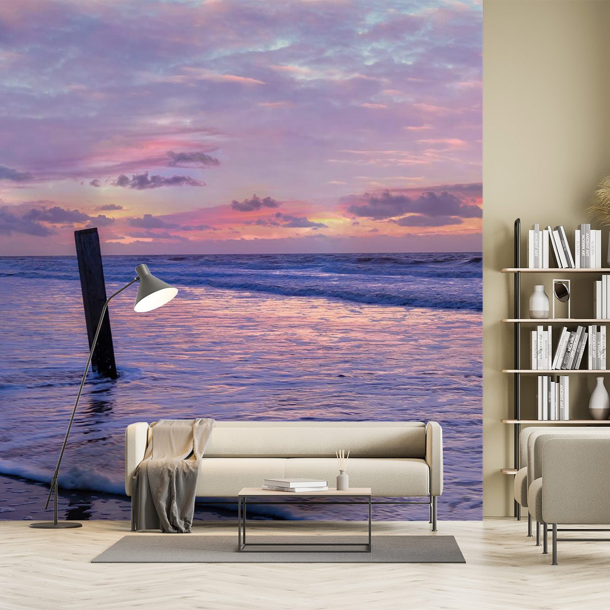 Papier peint panoramique plage et mer au sunset intissé, HEXOA