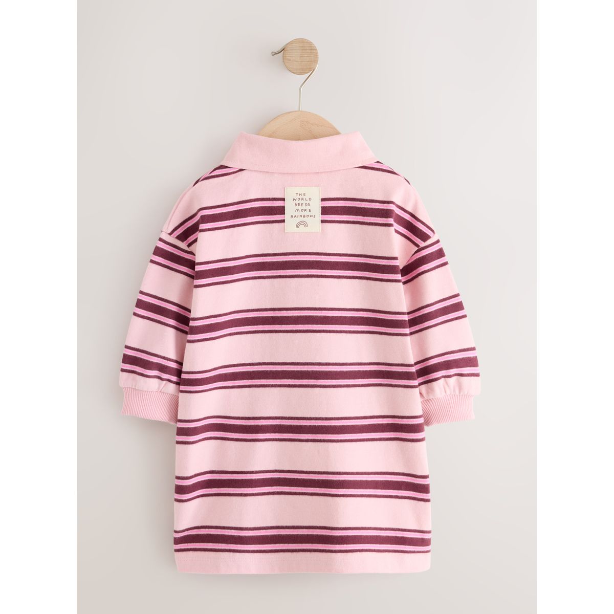 Robe sweat style rugby à manches longues rose à rayures, NEXT
