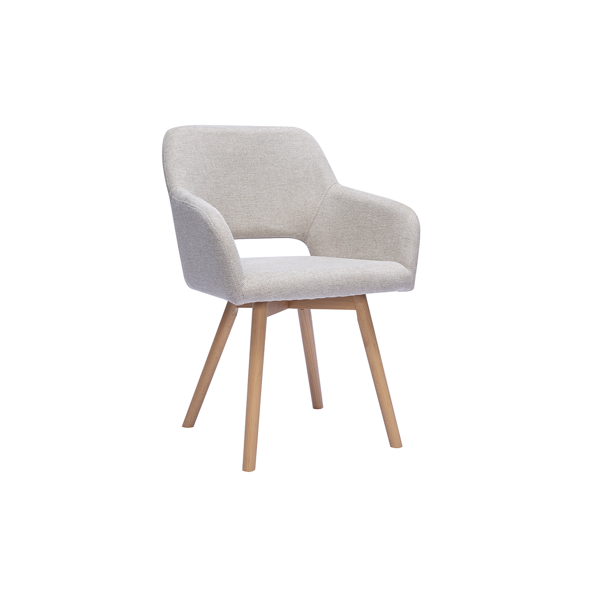 Chaises en tissu effet velours texturé beige et bois clair (lot de 2) LAURETTE beige, MILIBOO