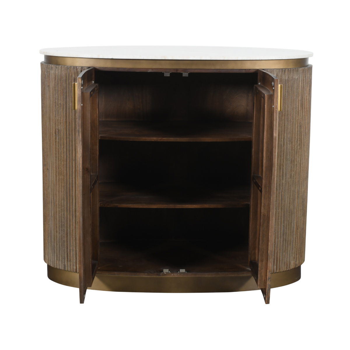 Comptoir en bois massif et marbre BUREN marron, SIGNATURE