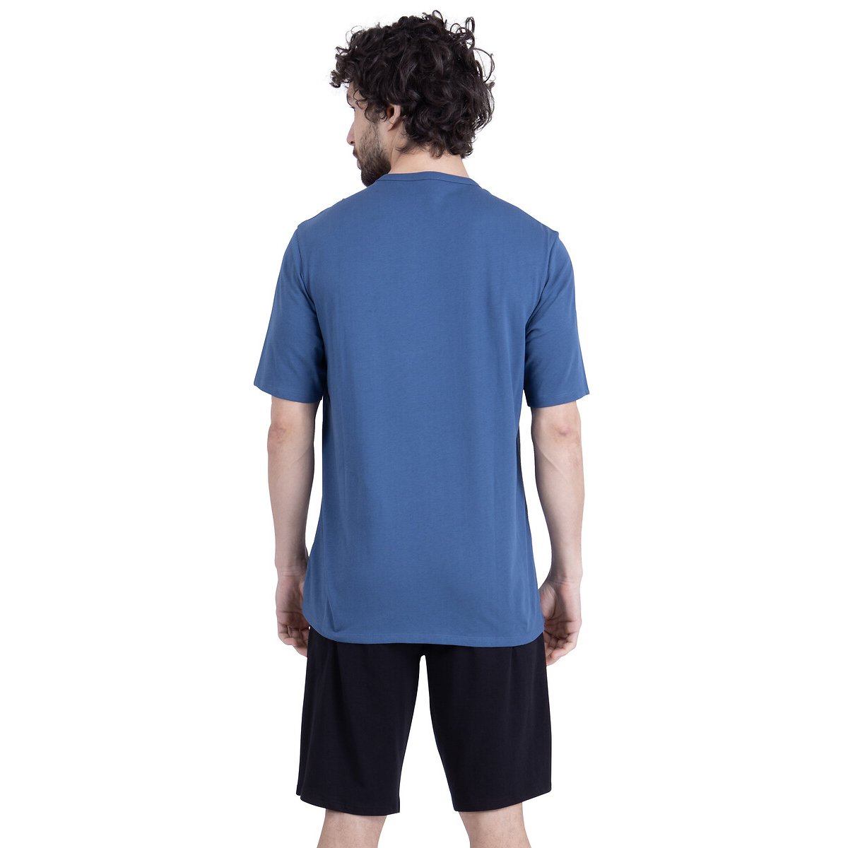 Pigiama corto, in cotone blu/nero, ATHENA