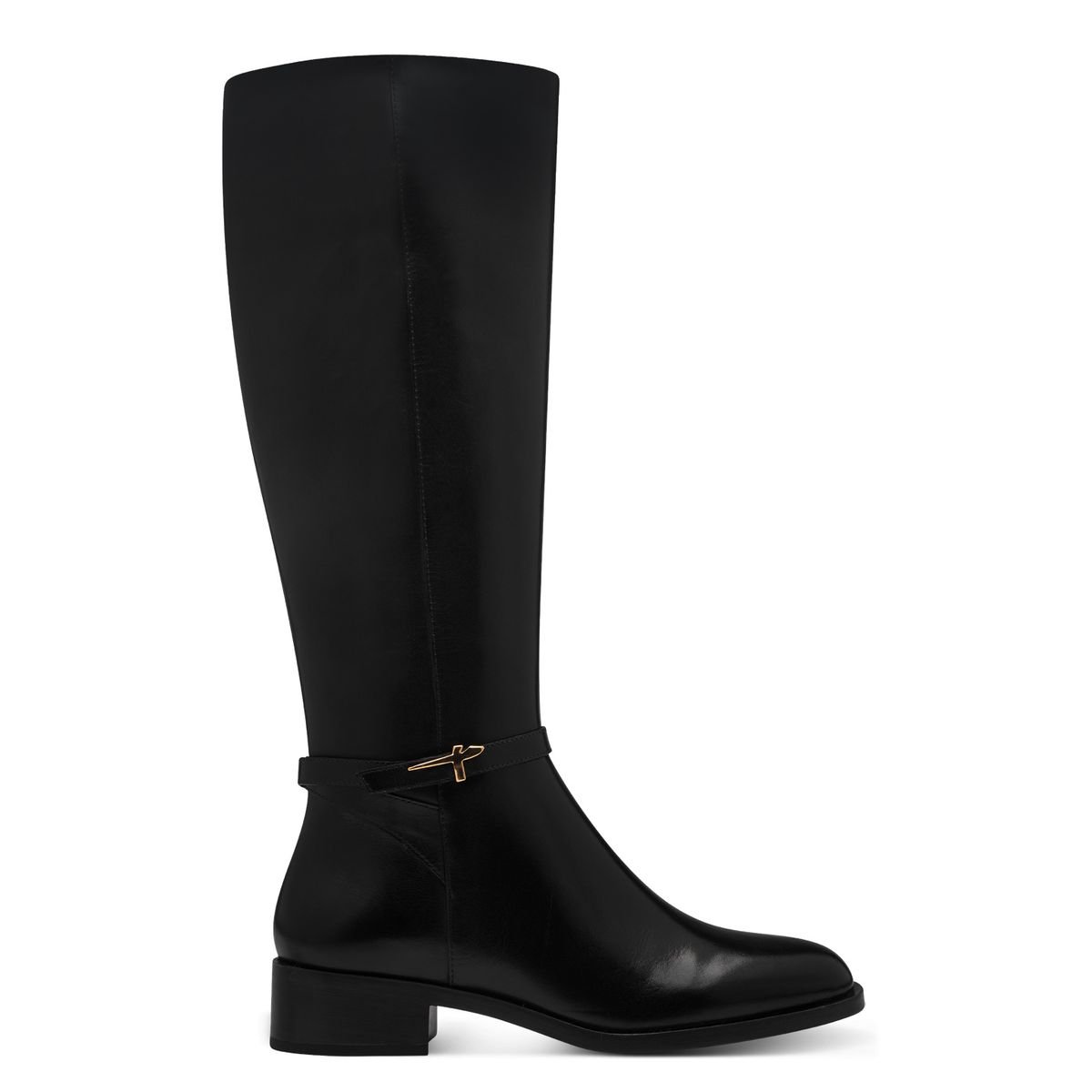 Bottes plates en cuir noir, TAMARIS