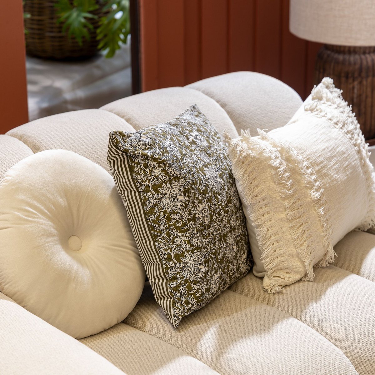 Coussin Judith vert mousse, DUTCH DECOR