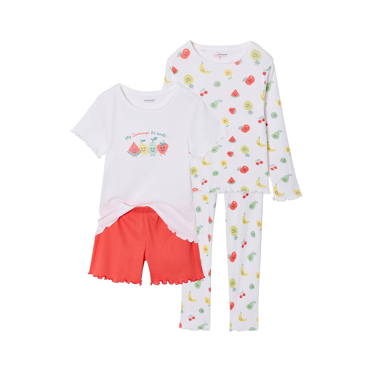 Lot pyjamas fruits écru, VERTBAUDET