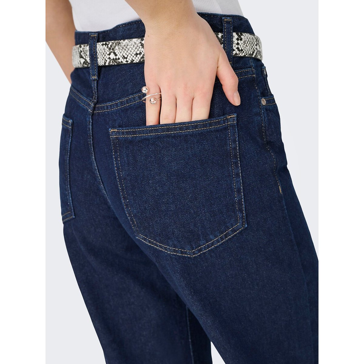 Jeans a gamba larga con risvolti dark blue denim, ONLY