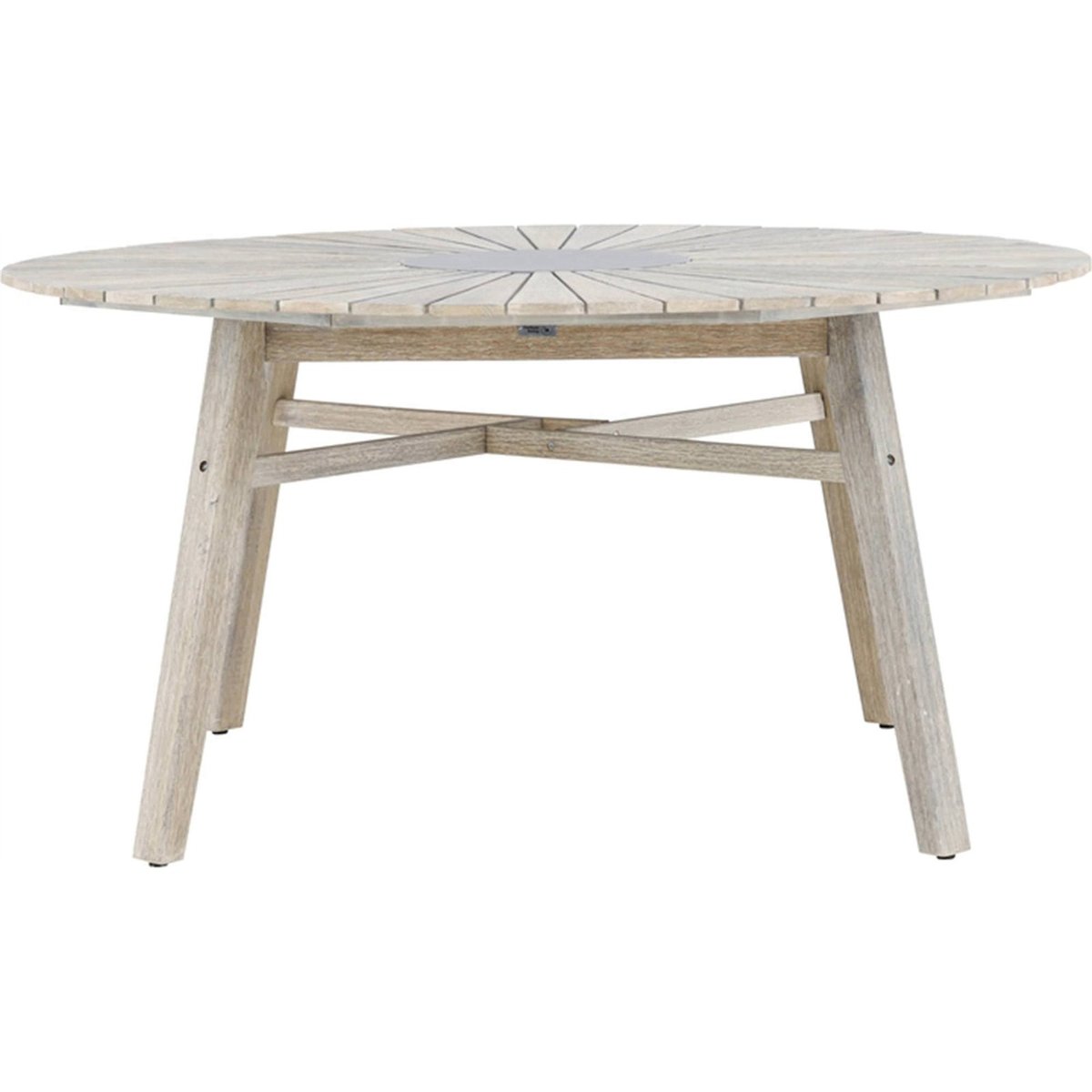 Table de jardin ronde bois collection RIVES bois blanchi et gris béton, RECOLLECTION