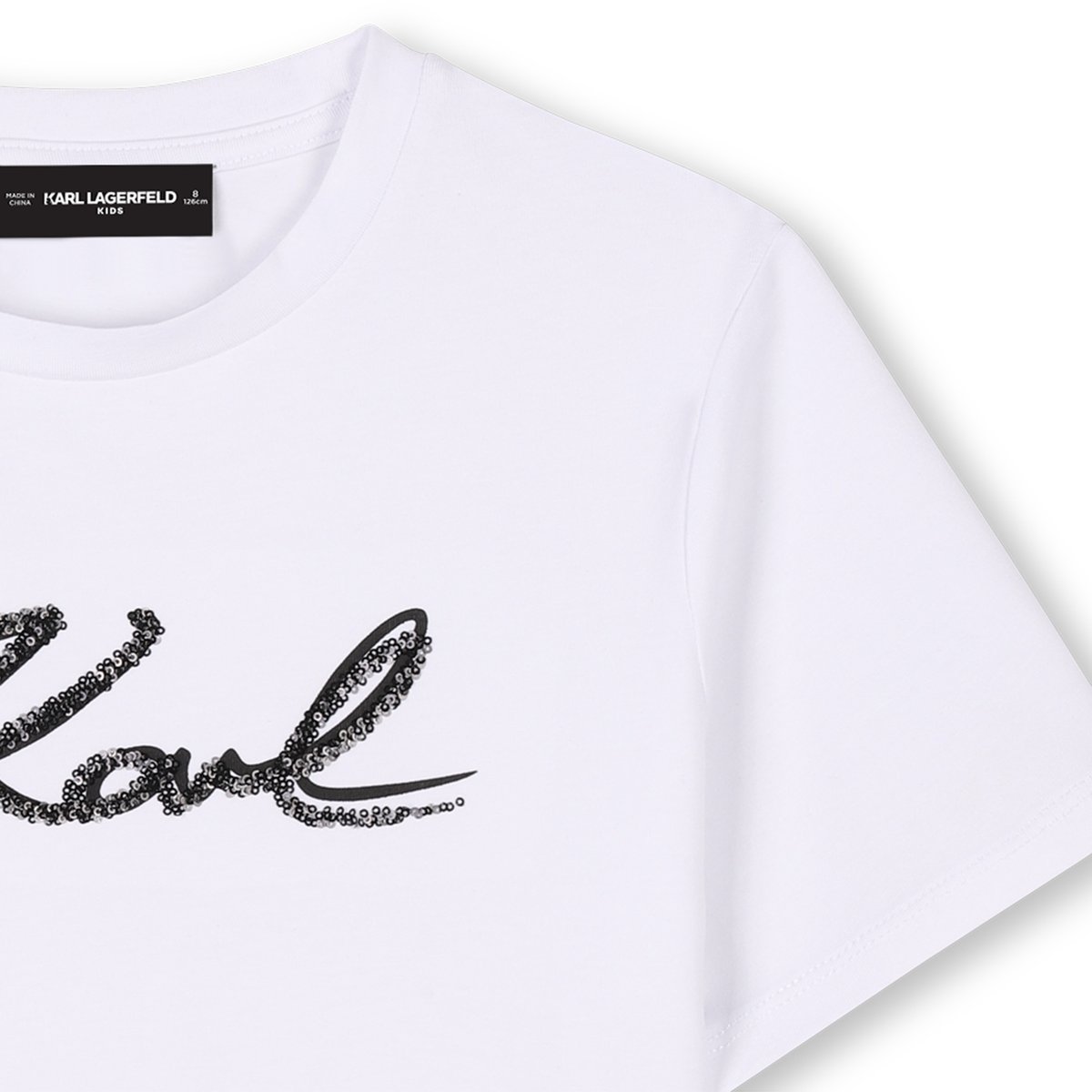 T-shirt avec sequins blanc, KARL LAGERFELD KIDS