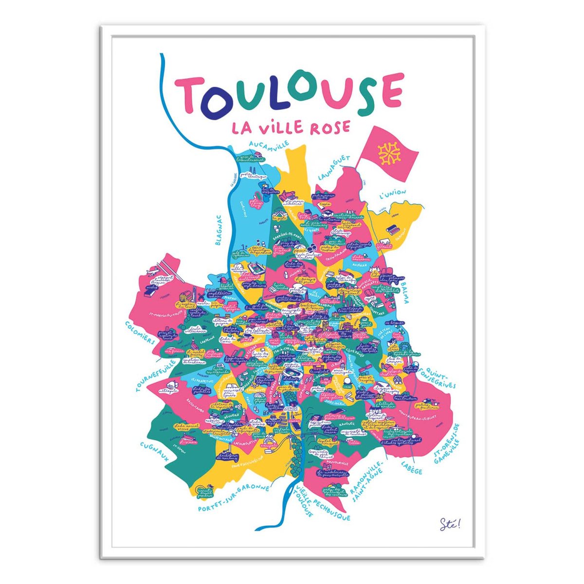 Affiche d'art - Toulouse - Sté! couleur unique, WALL EDITIONS