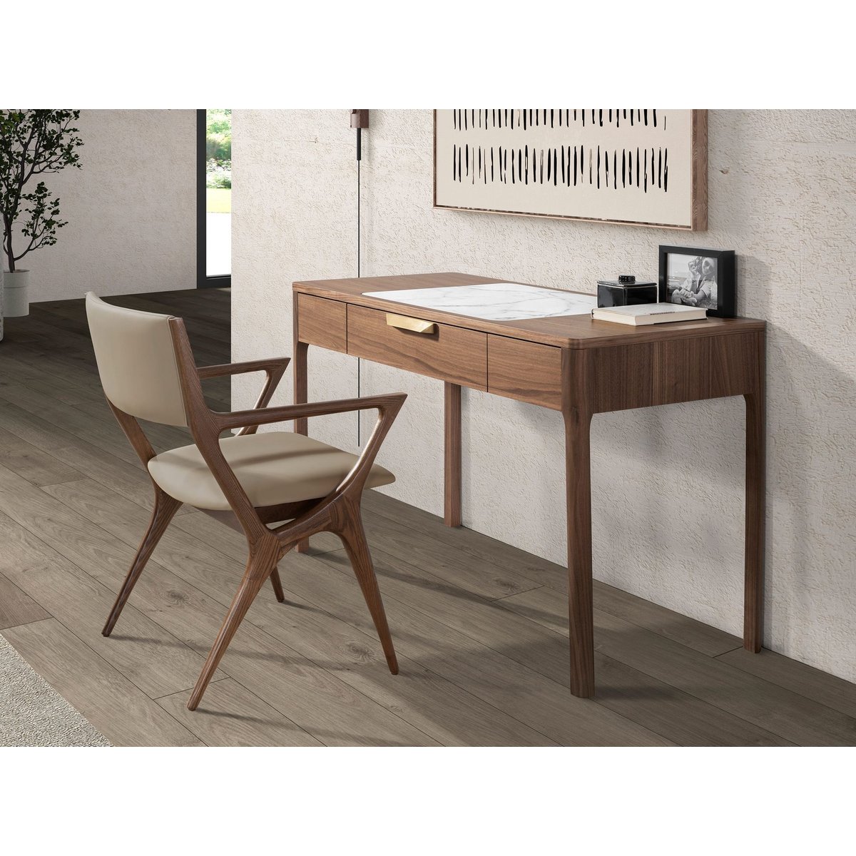 Chaise en similicuir noyer | taupe, ANGEL CERDA