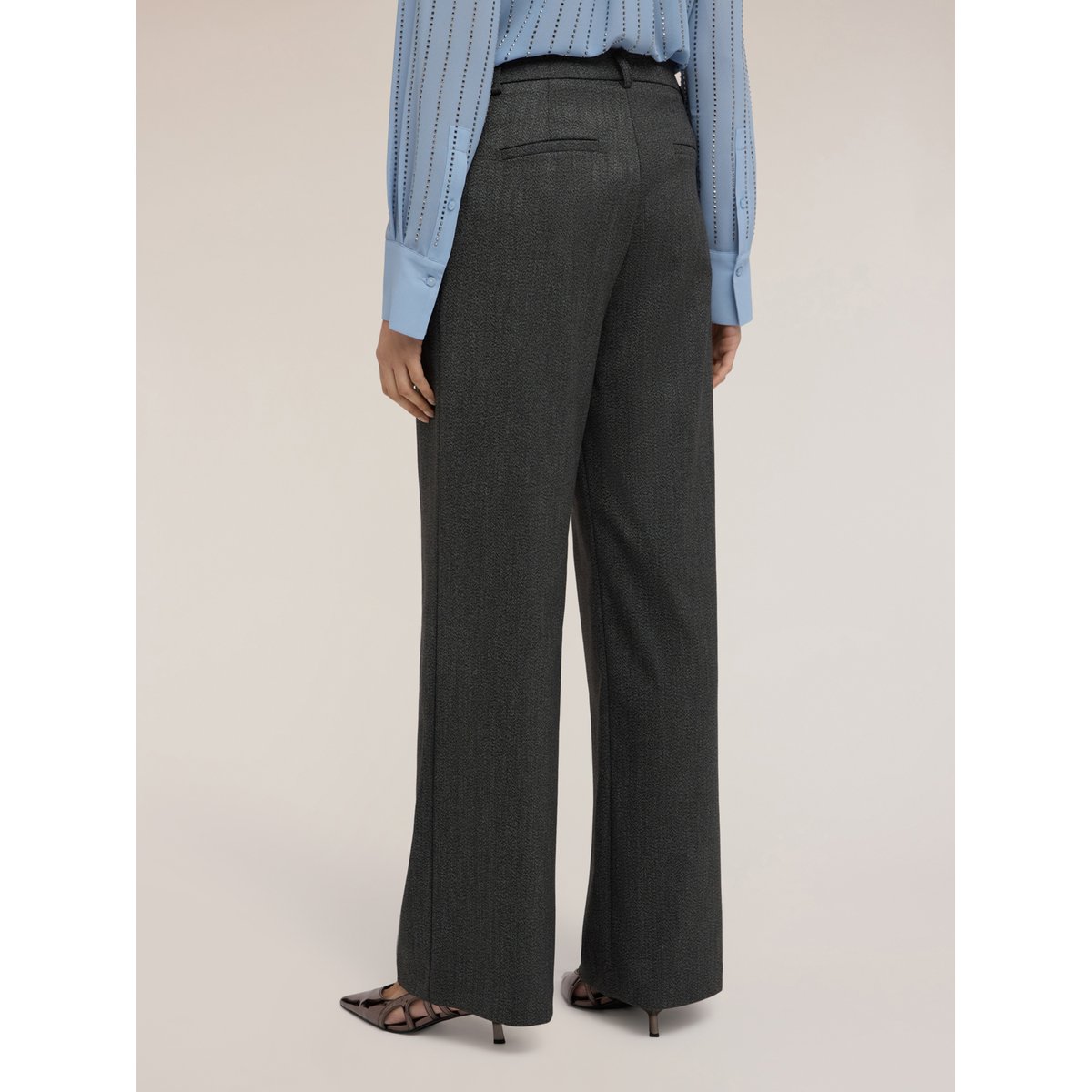 Pantalon palazzo en fil teint gris, MOTIVI
