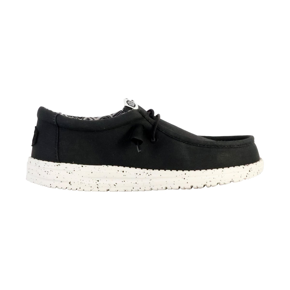 Moccassin à Lacets Wally Stretch Canvas noir/blanc, HEY