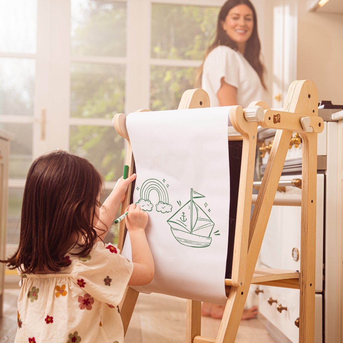 Tour d'apprentissage pliable avec tableau marron - blanc, ACTIVE TOTS