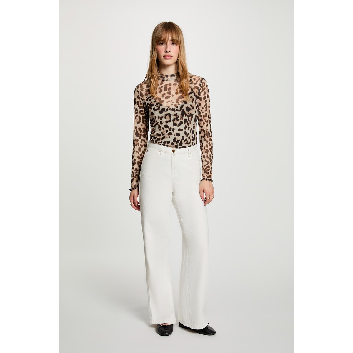 T-shirt col montant multicolore, MORGAN