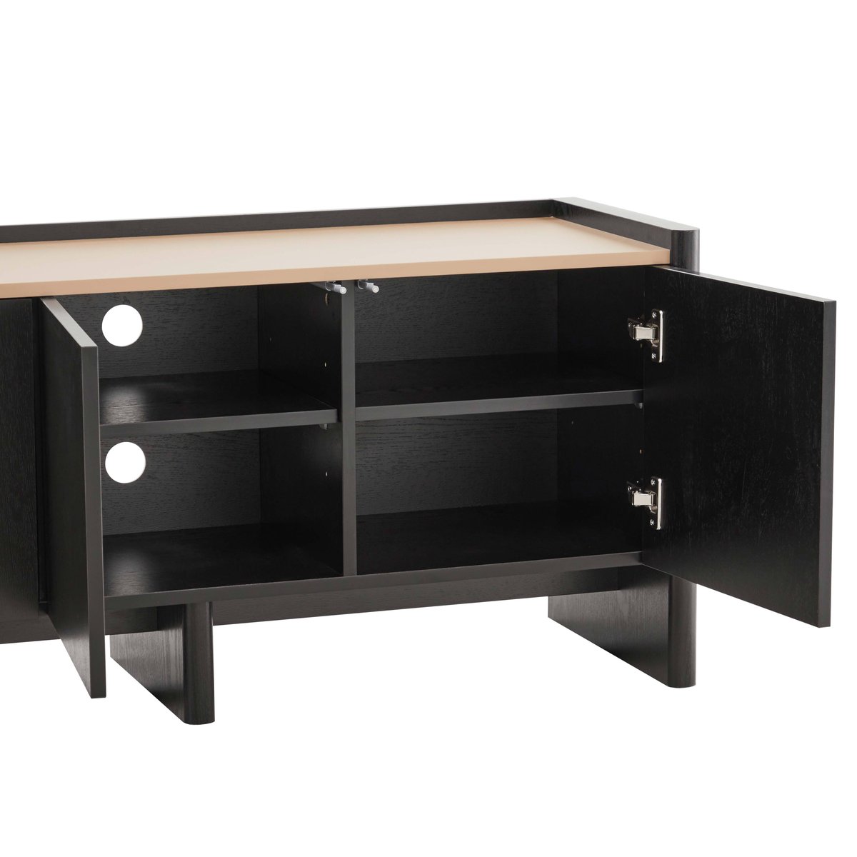 Meuble TV effet bois 120 cm style design épuré, GINA bois noir, OVIALA