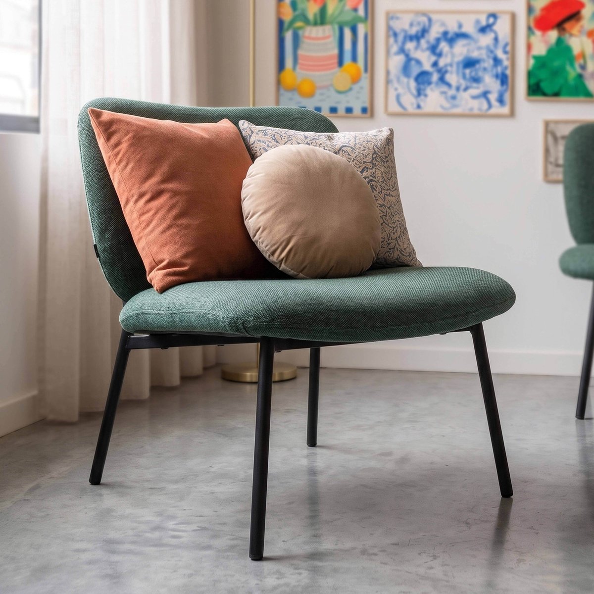 Lot de 2 fauteuils en acier et tissu, JADEN vert foncé, OVIALA