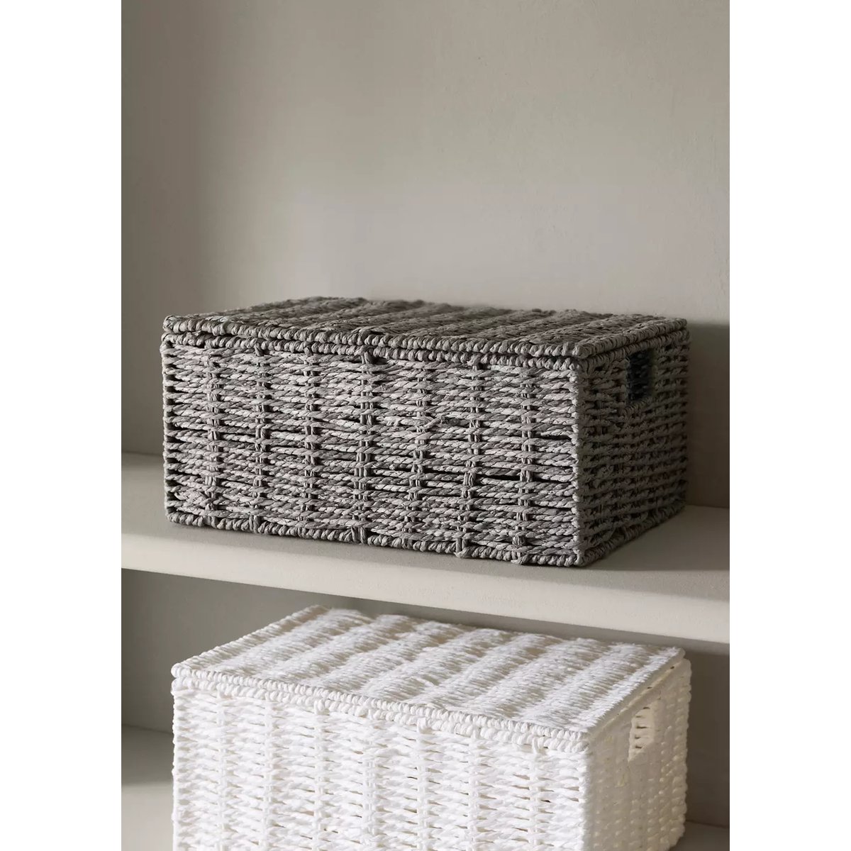 Boîte en papier tressé, taille moyenne gris, MANGO HOME