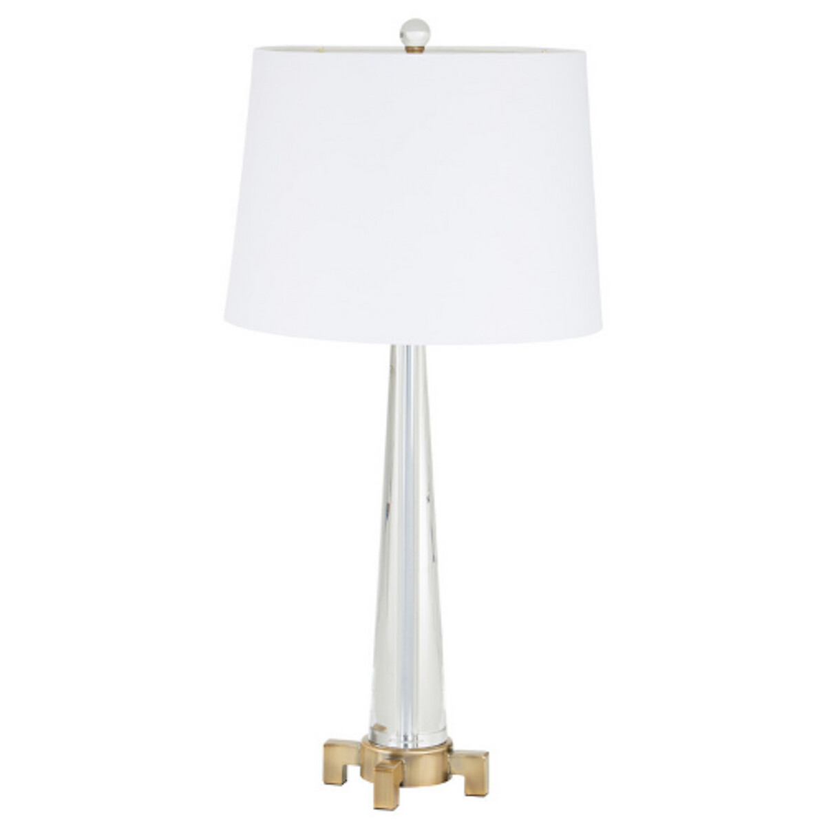 Hana Gold and Crystal Tower Shaped Table Lamp with White Shade brass, SO'HOME