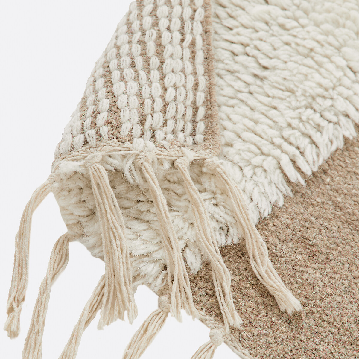 Tapis laine et coton bicolore, Douma ecru/taupe, LA REDOUTE INTERIEURS