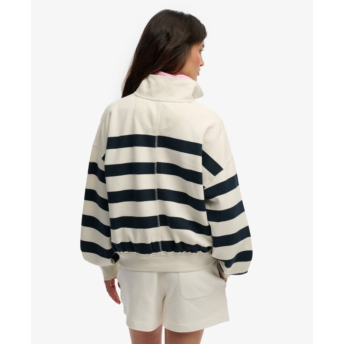 Sweatshirt Demi-Zip Studios Stripe blanc cassé/bleu marine éclipse, SUPERDRY