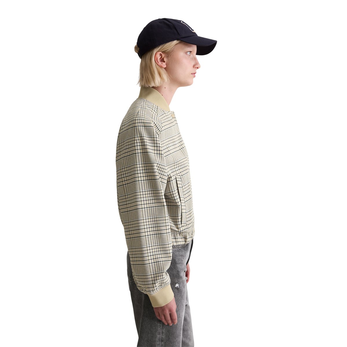 Blouson à carreaux regular avec du polyester recyclé blanc naturel, MARC O’POLO DENIM