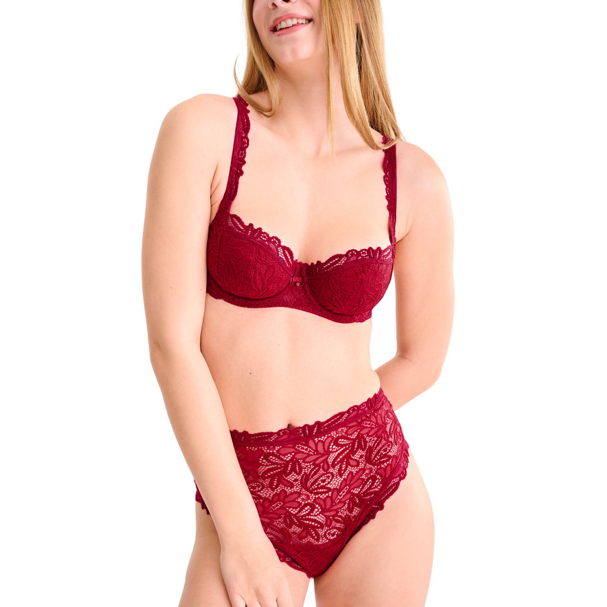 Slip culotte taille haute TIARA rouge, LISCA