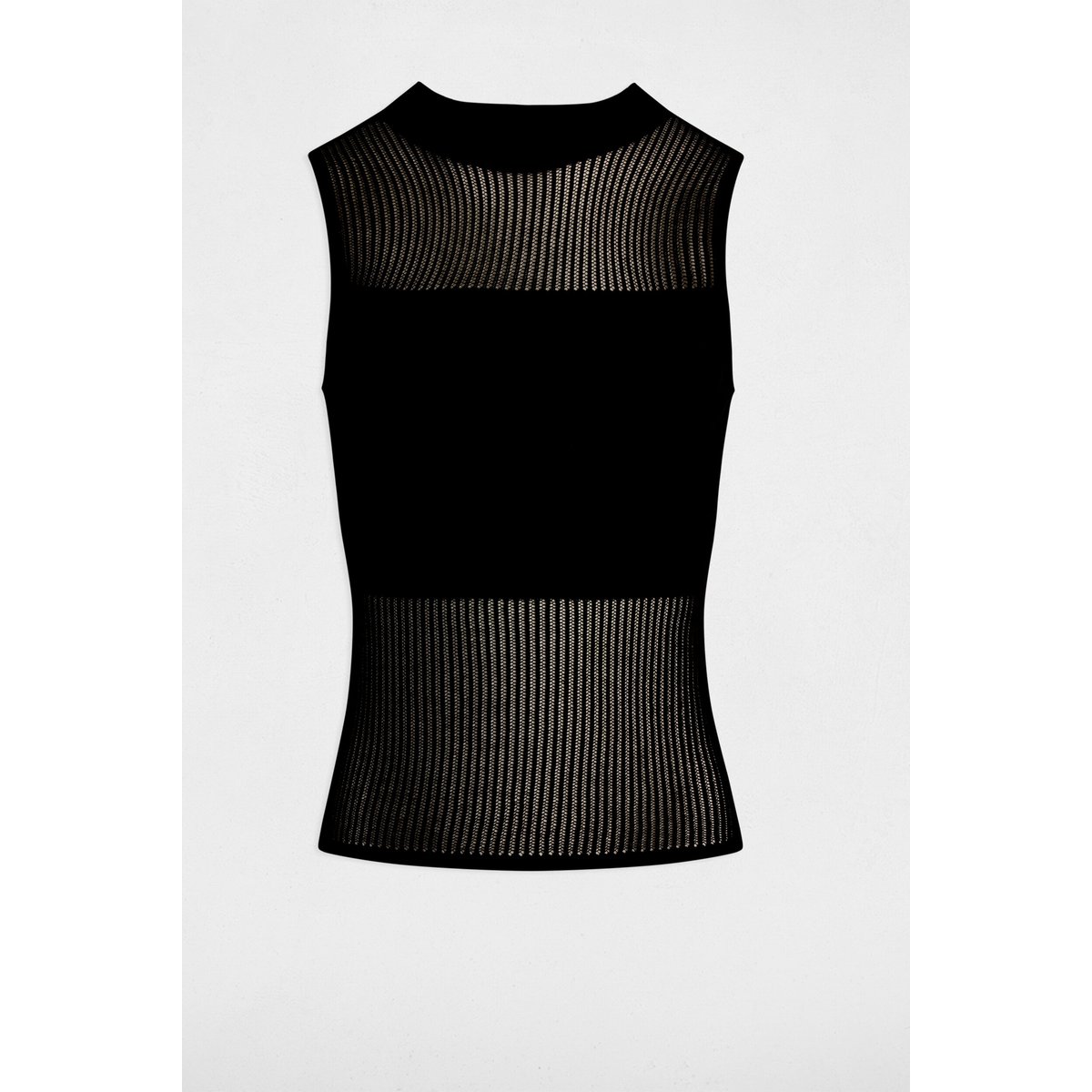 Top maille sans manches noir, MORGAN