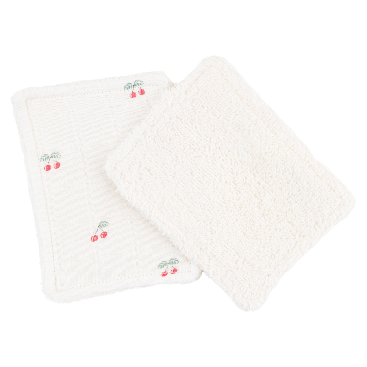Lot de 12 lingettes lavables coton bio CERISE ecru, LITTLE CREVETTE