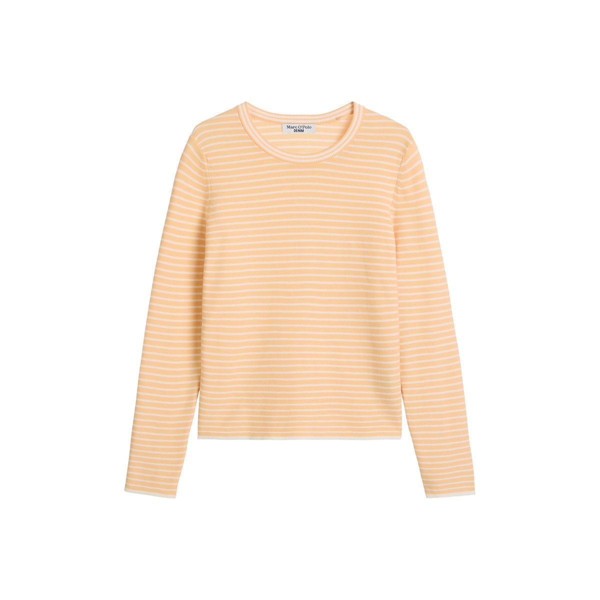 Pull-over rayé régulier en Compact Cotton orange, MARC O’POLO DENIM