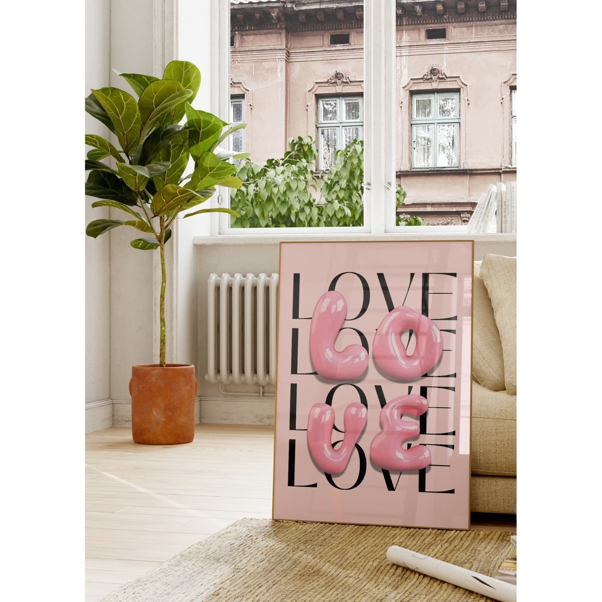 Affiche Love Glossy Pop blanc, L'AFFICHERIE