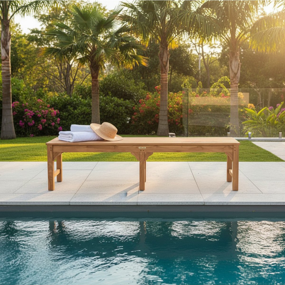 Banc en teck massif Melbourne 180 cm (sans dossier) naturel, TECK ATTITUDE