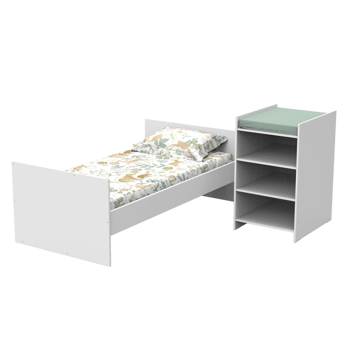 Lit combiné évolutif en bois blanc, BABY PRICE
