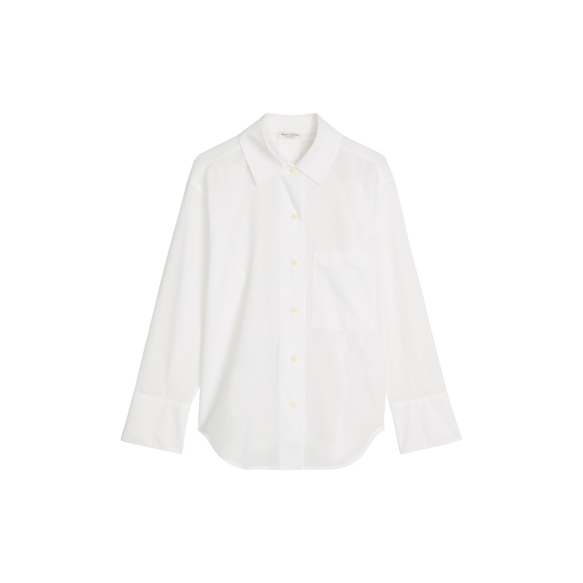 Blouse avec détail de nœuds regular en coton chambray blanc, MARC O'POLO