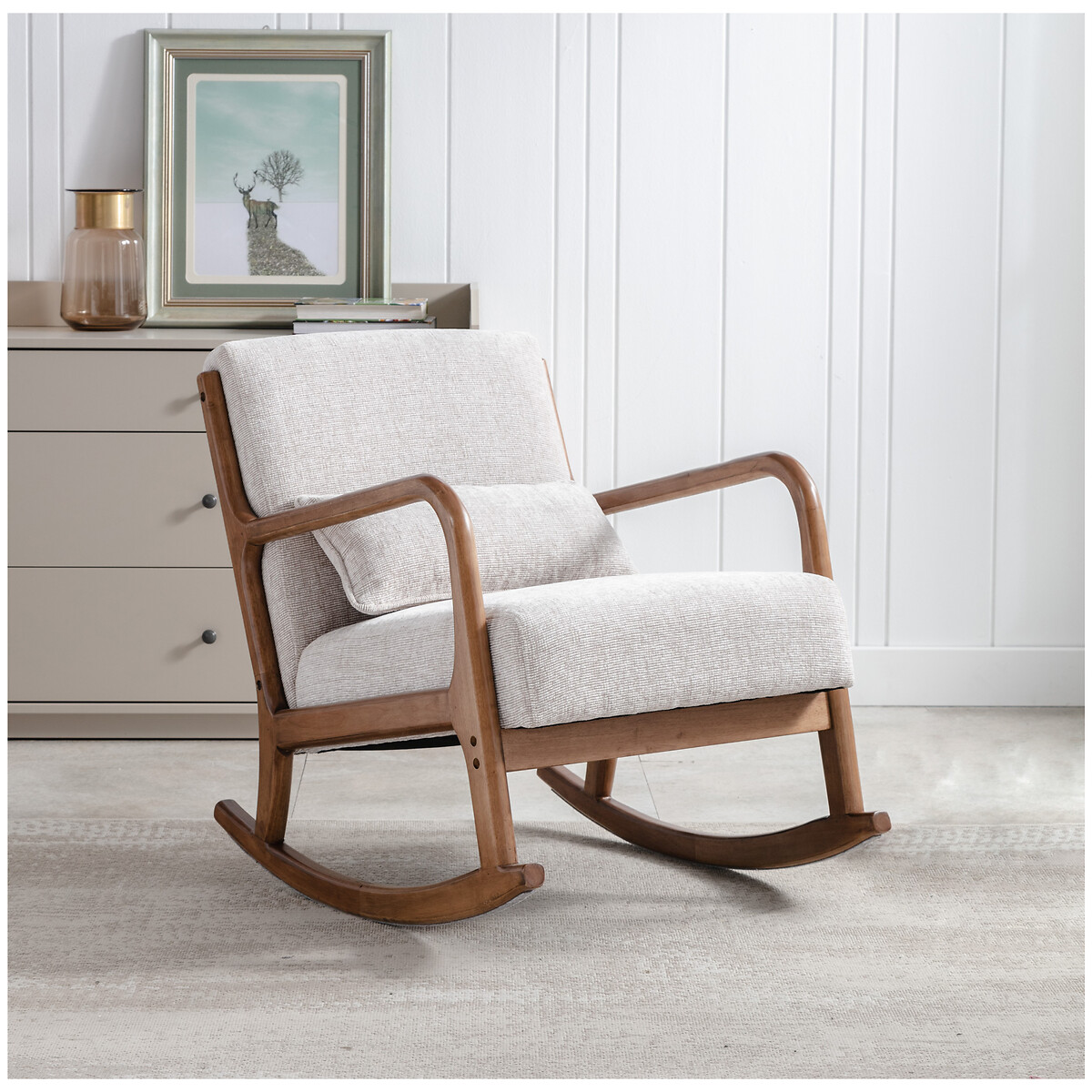 Ezra Chunky Chenille Rocking Chair natural, SO'HOME