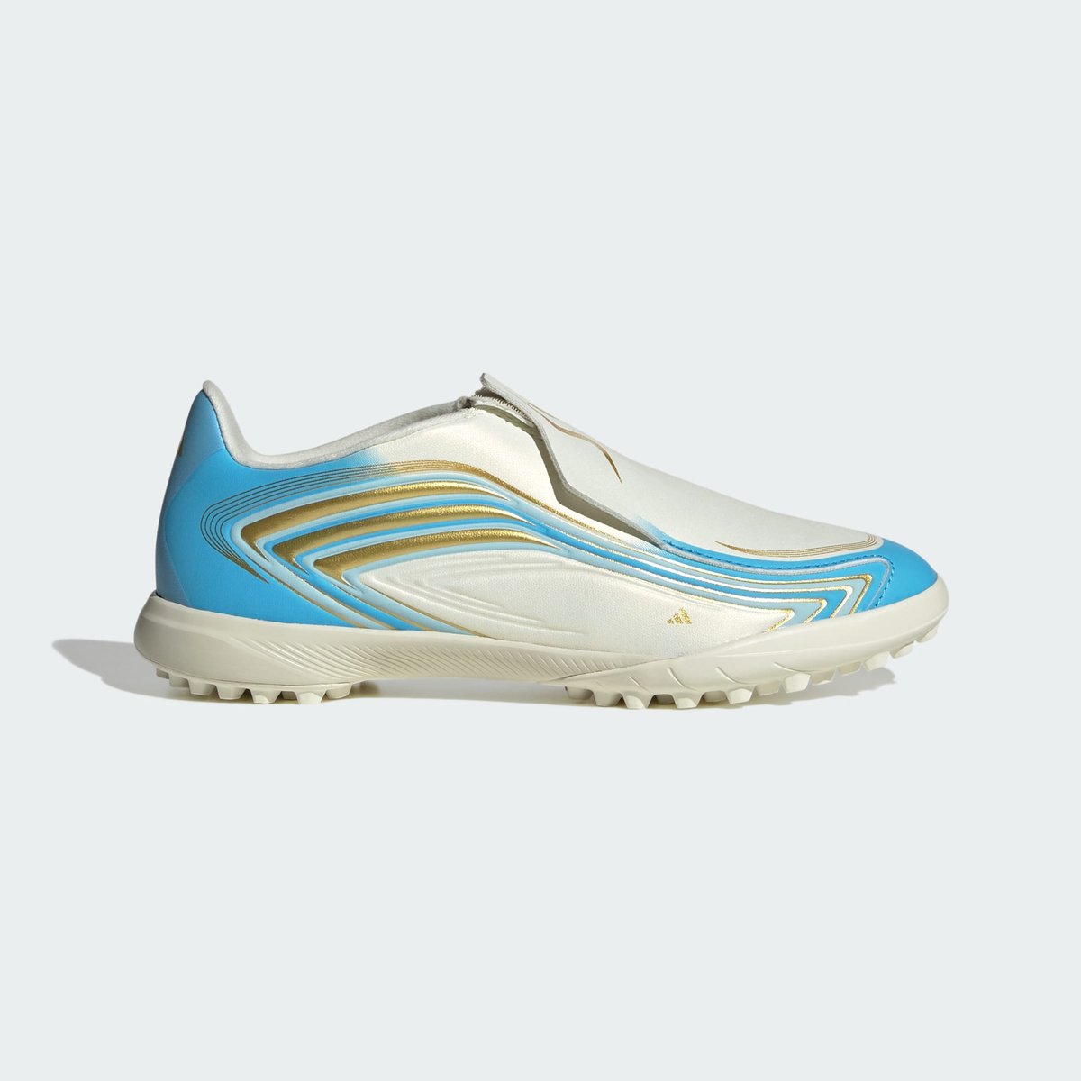 Chaussure De Football Sans Lacets F50 Messi League Terrain Turf Enfants Chaussure De Football Sans Lacets F50 Messi League Terrain Turf Enfants ivory / semi blue burst / icey blue, adidas Performance