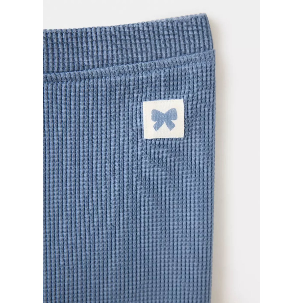 Legging gaufré en coton bleu, MANGO BABY