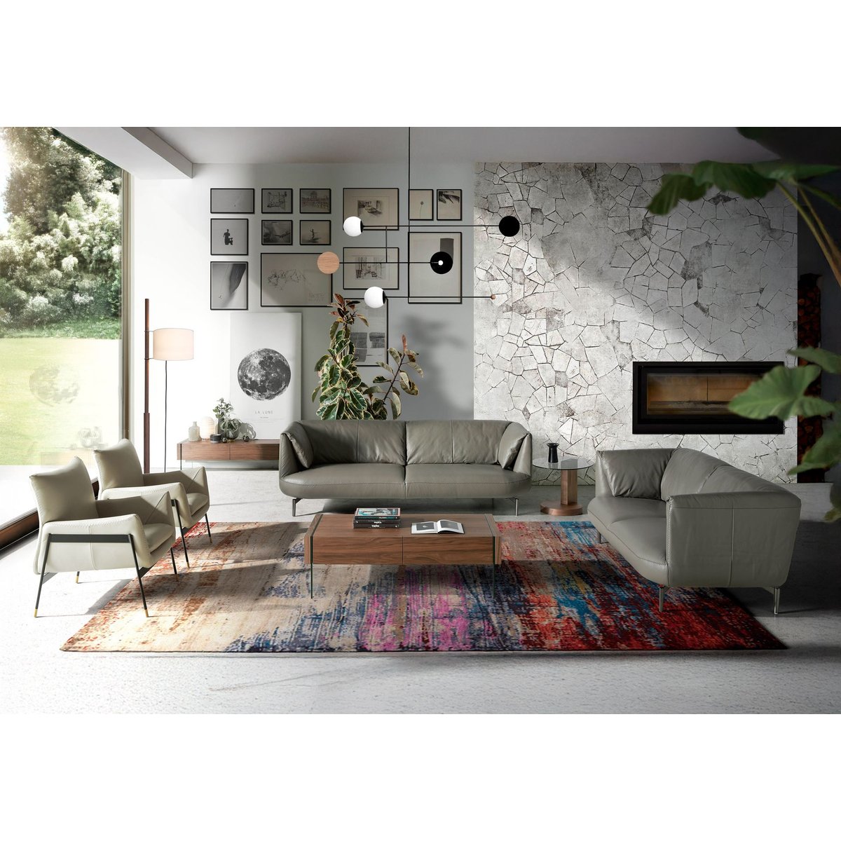Fauteuil en cuir gris perle gris perle | noir, ANGEL CERDA