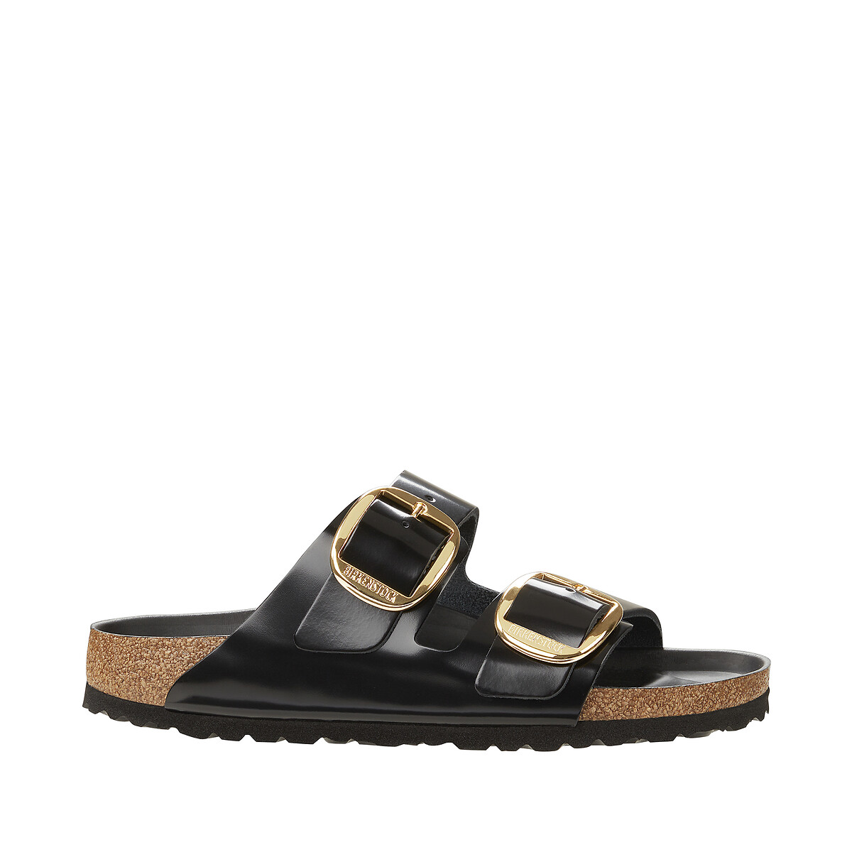 Mules grosses boucles ARIZONA BIG BUCKLE noir verni, BIRKENSTOCK