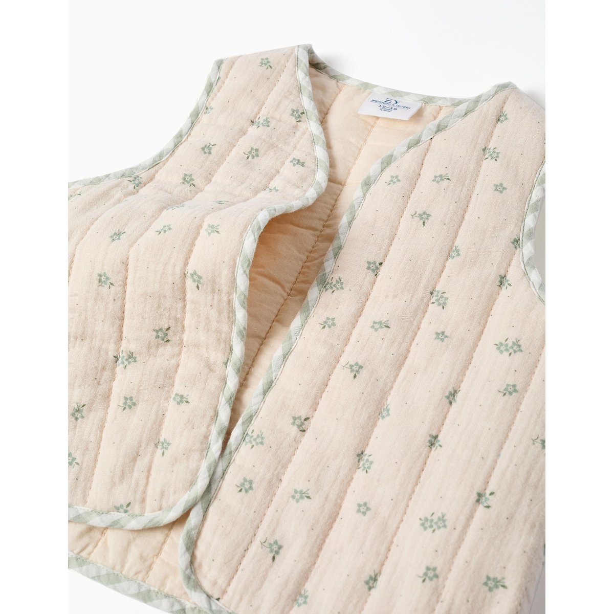 Gilet rembourré en coton à motif vert clair, ZIPPY