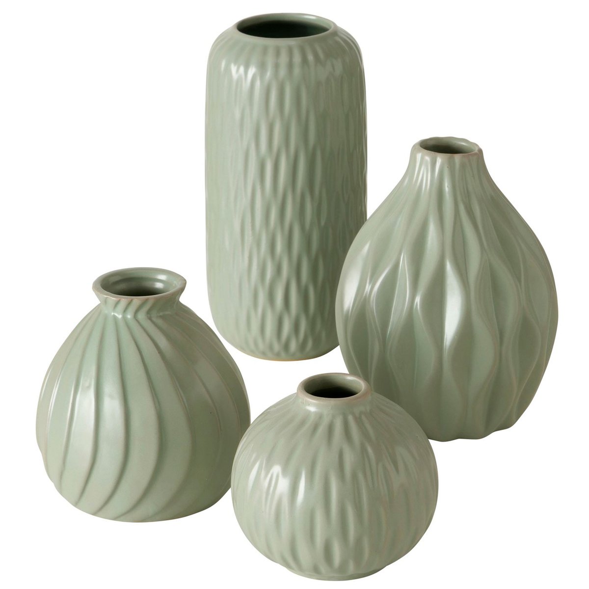 Set de 4 vases design en porcelaine verte 12x12x19cm marron, WADIGA