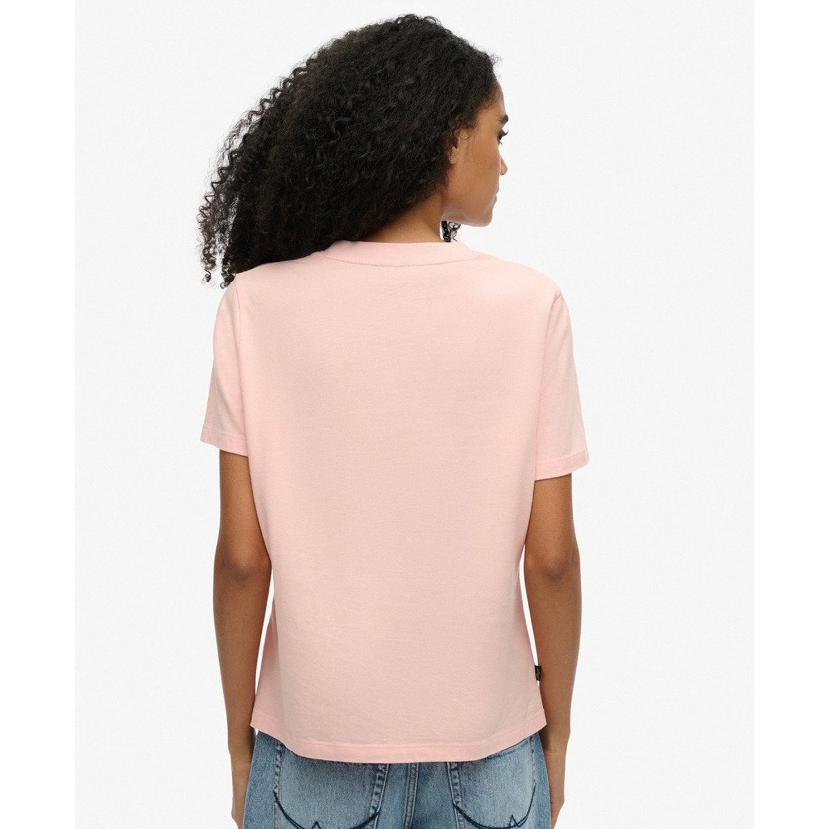 T-shirt à logo brodé Essential rose pâle, SUPERDRY