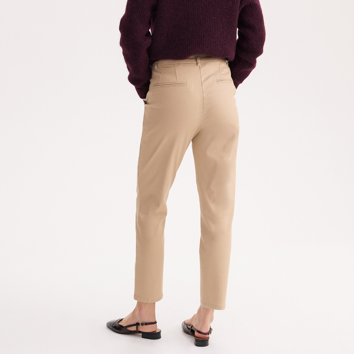 Pantaloni dritti chino, sargia stretch beige sabbia, ANNE WEYBURN