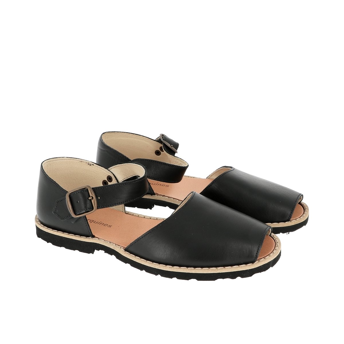 Sandales en cuir FRAILERA BOUCLE noir, MINORQUINES