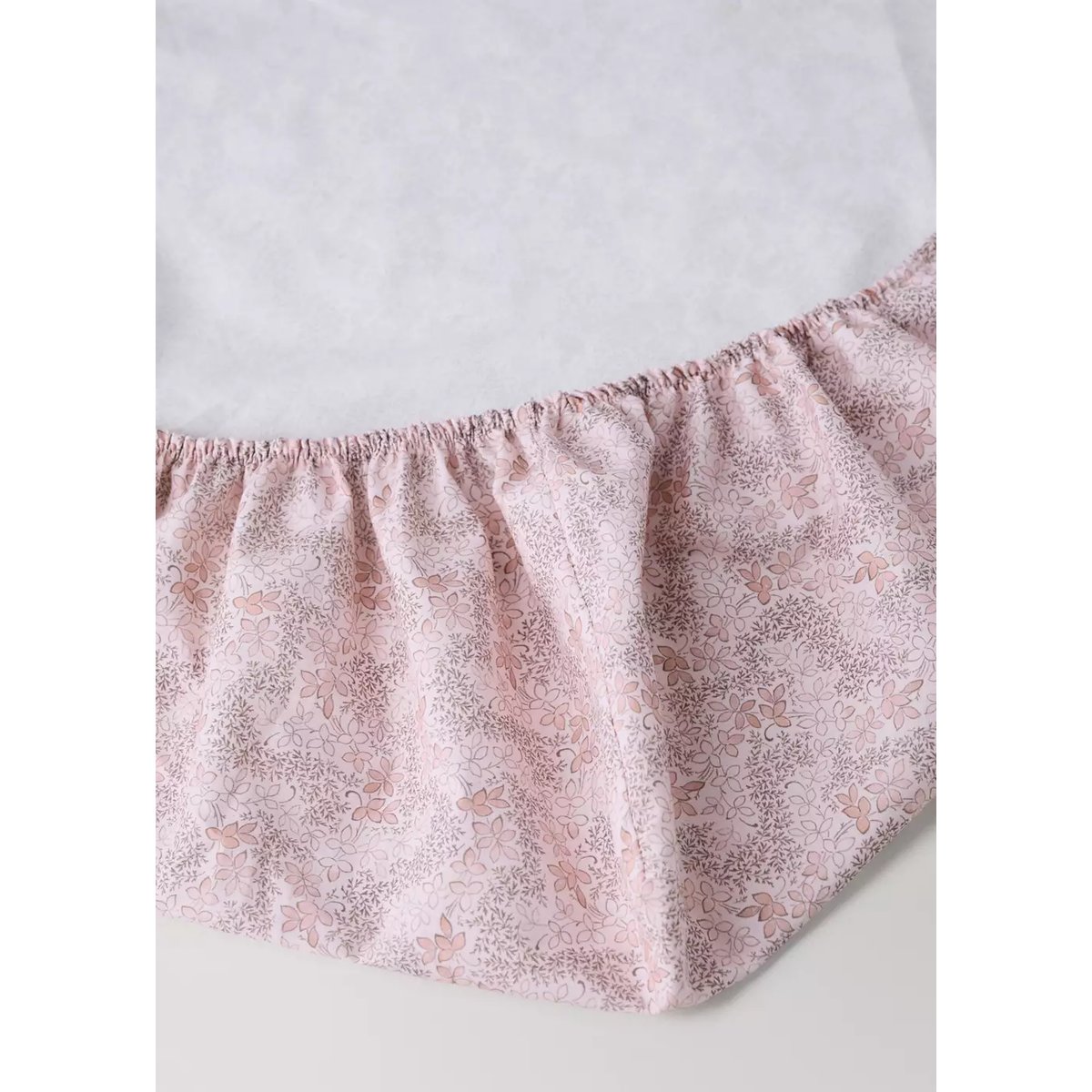 Drap-housse enfant 100 % percale de coton floral Lit 90 cm nude, MANGO HOME
