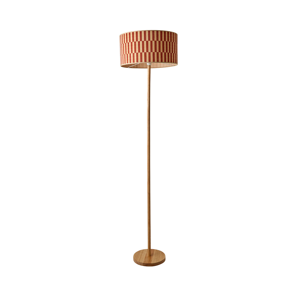 Heath Wood Floor Lamp with Orange Bamboo Shade light wood, SO'HOME