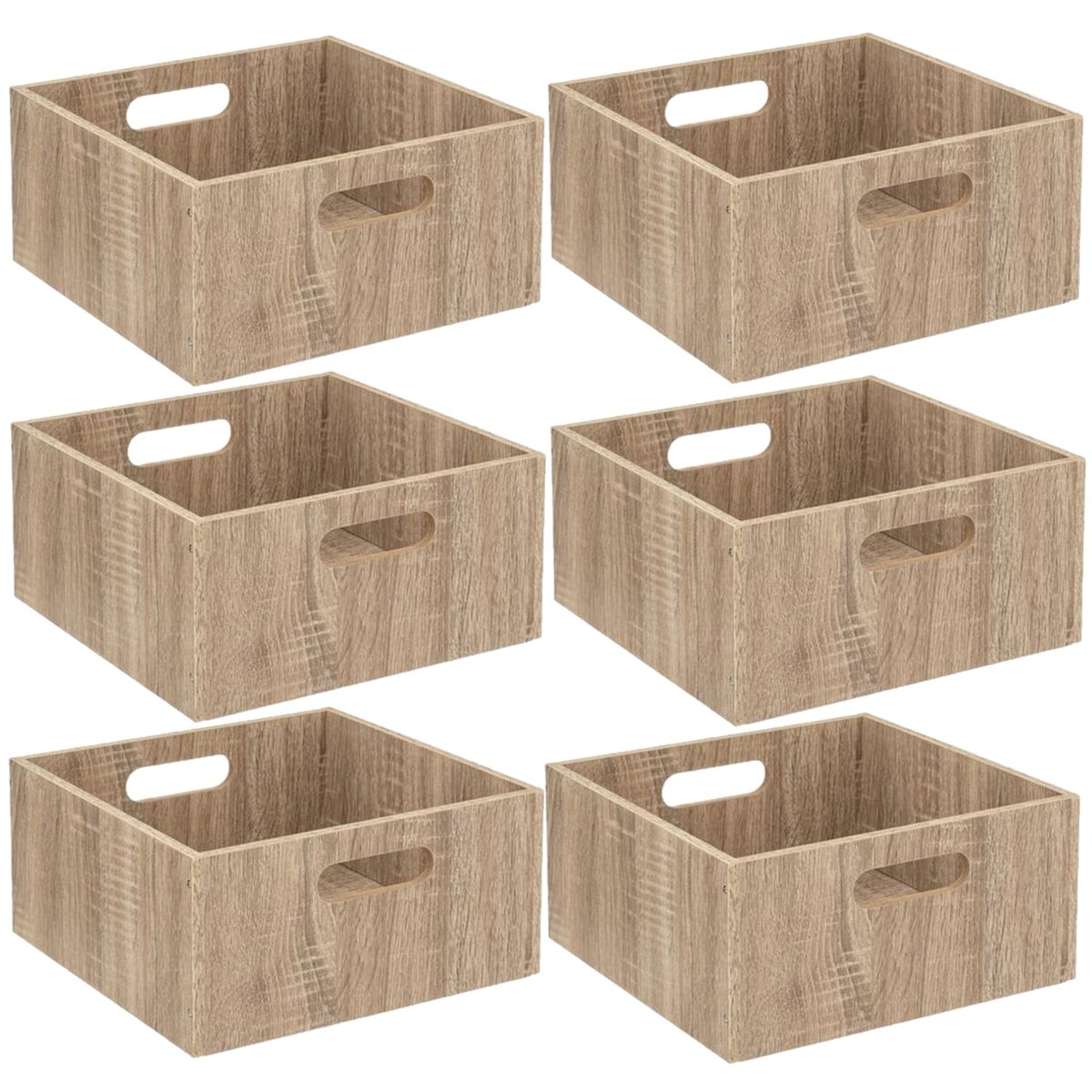 Lot de 6 boîtes de rangement carrées petite hauteur MIX'N MODUL beige, TOILINUX