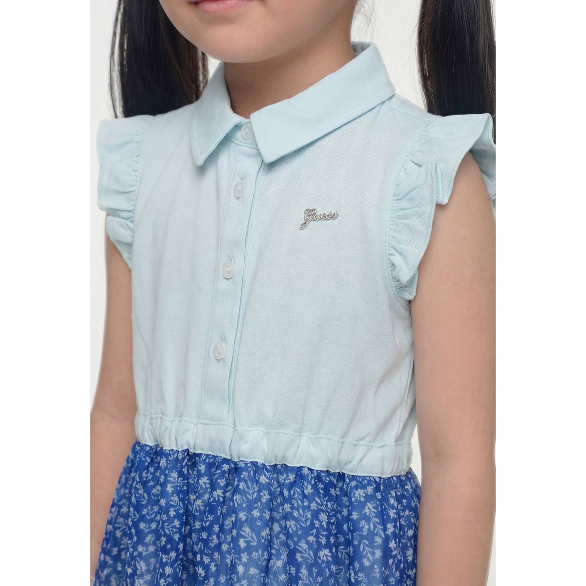 Robe Imprimée Cintrée Et Évasée bleu floral, GUESS KIDS