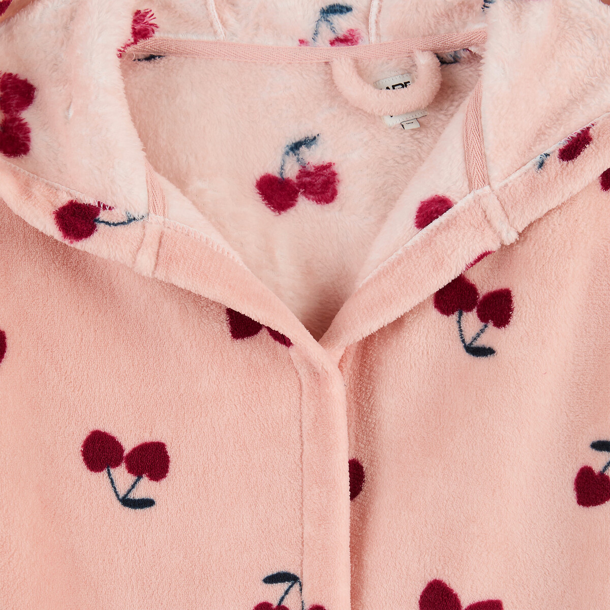 Robe de chambre à capuche, en polaire, imprimé cerises rose, LA REDOUTE COLLECTIONS
