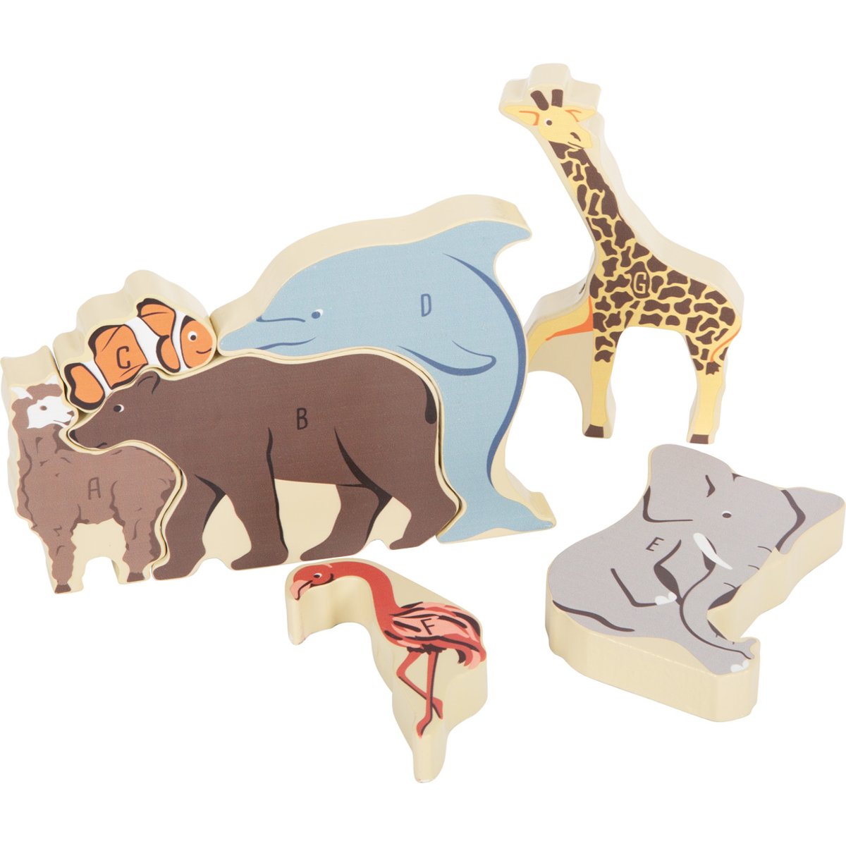 Puzzle de lettres Animaux beige, SMALL FOOT COMPANY